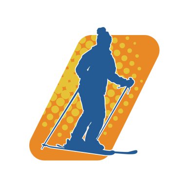 Kar sporu yapan insanların silueti. Kar kayağı yapan insanların silueti.