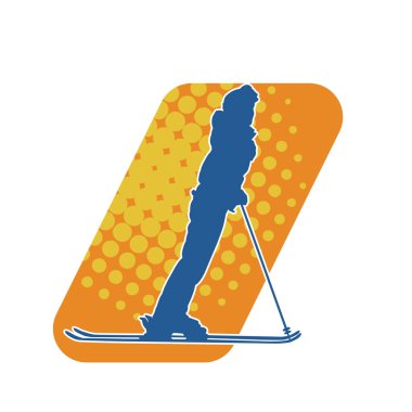 Kar sporu yapan insanların silueti. Kar kayağı yapan insanların silueti.