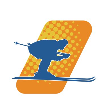 Kar sporu yapan insanların silueti. Kar kayağı yapan insanların silueti.