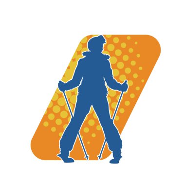 Kar sporu yapan insanların silueti. Kar kayağı yapan insanların silueti.