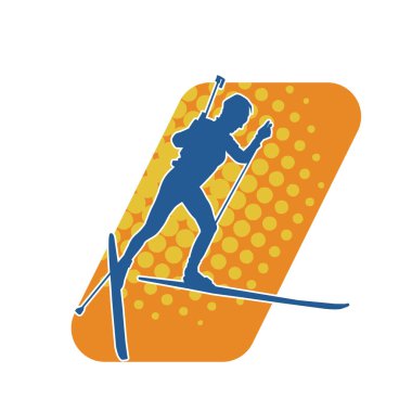 Kar sporu yapan insanların silueti. Kar kayağı yapan insanların silueti.