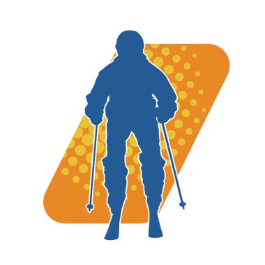 Kar sporu yapan insanların silueti. Kar kayağı yapan insanların silueti.