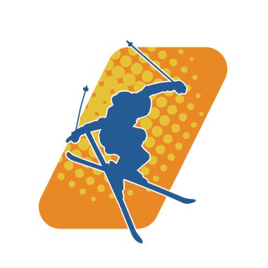 Kar sporu yapan insanların silueti. Kar kayağı yapan insanların silueti.