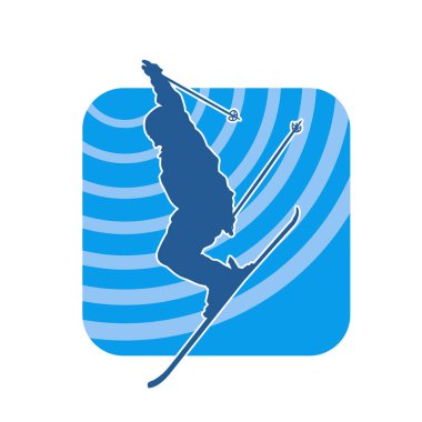 Kar sporu yapan insanların silueti. Kar kayağı yapan insanların silueti.