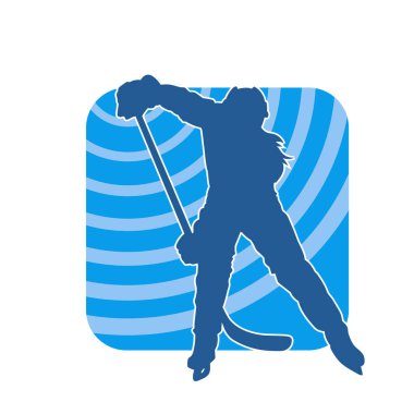 Buz hokeyi oyuncusunun silueti. Kadın hokey atleti kış sporunun silüeti.