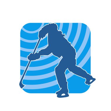 Hareket halindeki bir buz hokeyi oyuncusunun silüeti.