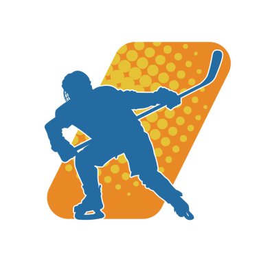 Çim hokeyi oynayan kadın atlet silueti. Çim hokeyi oynayan bir kadının silueti..