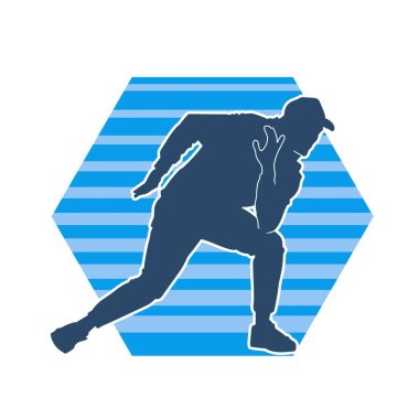 Dans eden bir adamın silueti. Erkek dansçının silueti poz veriyor..