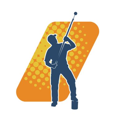 Boya işi yapan bir erkek işçinin silüeti. Bir iç ressamın silueti..