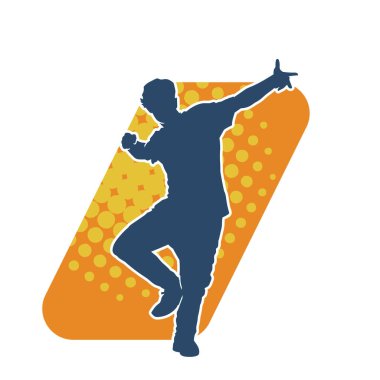 Dans eden bir adamın silueti. Erkek dansçının silueti poz veriyor..