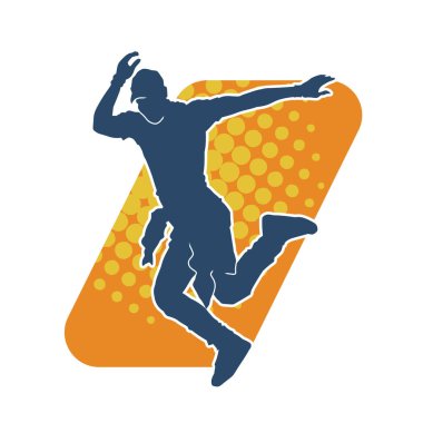 Dans eden bir adamın silueti. Erkek dansçının silueti poz veriyor..