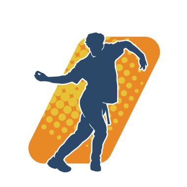 Dans eden bir adamın silueti. Erkek dansçının silueti poz veriyor..