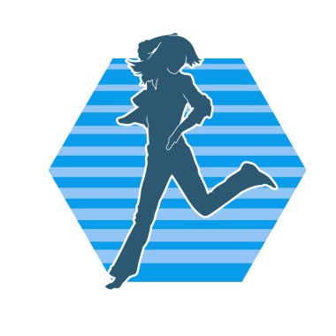 Hareketli bir kadın dansçının silueti. Dans eden zayıf bir kadının silueti..