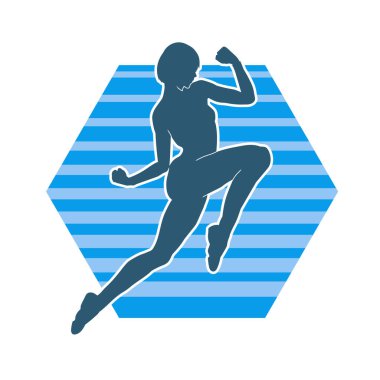 Hareketli bir kadın balerin silueti. Dans eden balerin kızın silueti..