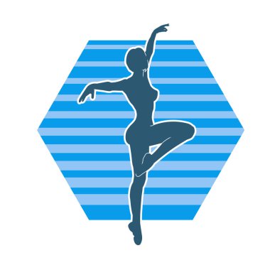 Hareketli bir kadın balerin silueti. Dans eden balerin kızın silueti..