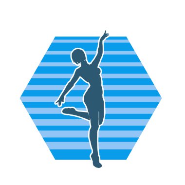 Hareketli bir kadın balerin silueti. Dans eden balerin kızın silueti..