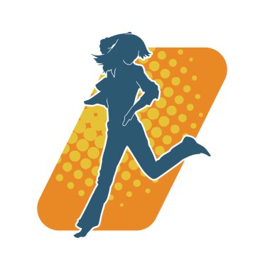 Hareketli bir kadın dansçının silueti. Dans eden zayıf bir kadının silueti..