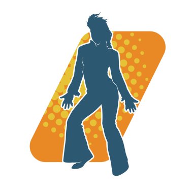 Hareketli bir kadın dansçının silueti. Dans eden zayıf bir kadının silueti..