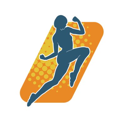 Hareketli bir kadın balerin silueti. Dans eden balerin kızın silueti..