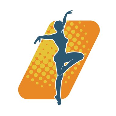 Hareketli bir kadın balerin silueti. Dans eden balerin kızın silueti..