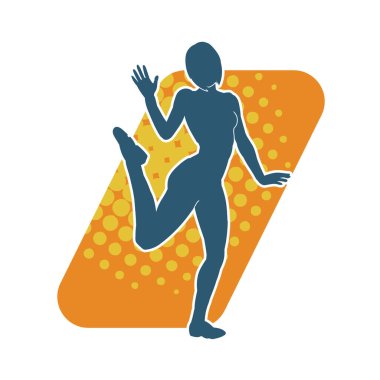 Hareketli bir kadın balerin silueti. Dans eden balerin kızın silueti..