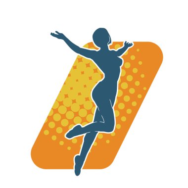 Hareketli bir kadın balerin silueti. Dans eden balerin kızın silueti..