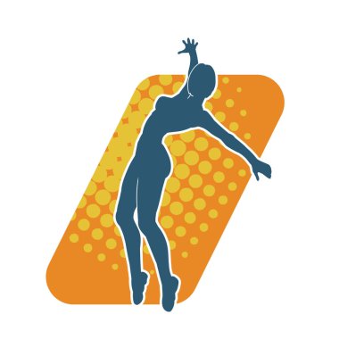 Hareketli bir kadın balerin silueti. Dans eden balerin kızın silueti..