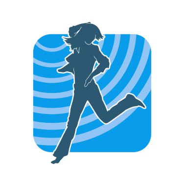 Hareketli bir kadın dansçının silueti. Dans eden zayıf bir kadının silueti..