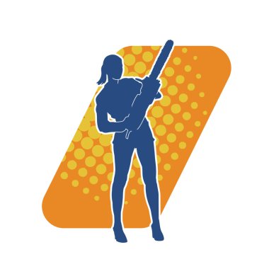 Makineli testere taşıyan kadın inşaat işçisinin silueti. Elektrikli testere tutan oduncu bir kadının silueti..