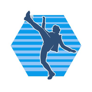 Hareketli bir kadın dansçının silueti. Dans eden zayıf bir kadının silueti..