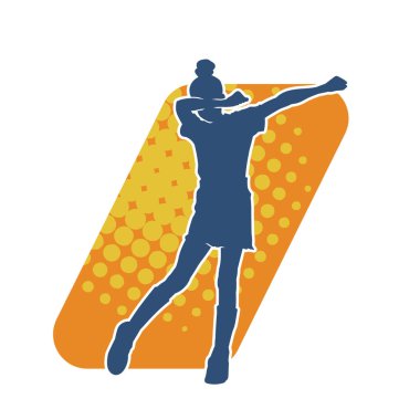 Hareketli bir kadın dansçının silueti. Dans eden zayıf bir kadının silueti..