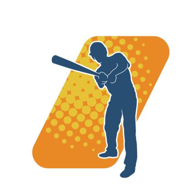 Hareketli bir erkek beyzbol oyuncusunun silueti. Vurucu olarak beyzbol oynayan bir adamın silueti..