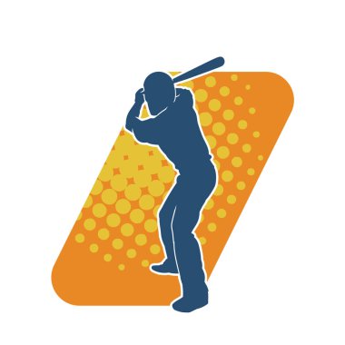 Hareketli bir erkek beyzbol oyuncusunun silueti. Vurucu olarak beyzbol oynayan bir adamın silueti..