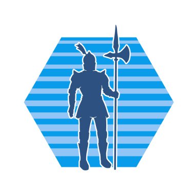 Savaş zırhlı, baltalı bir erkek savaşçının silueti.