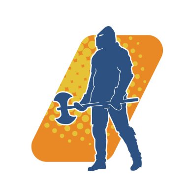 Savaş zırhlı, baltalı bir erkek savaşçının silueti.