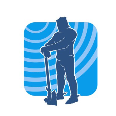 Savaş zırhlı, baltalı bir erkek savaşçının silueti.