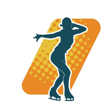 Kadın buz pateni sporu vektör silueti