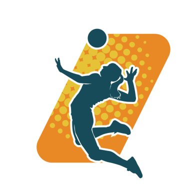 kadın plaj voleybolu atlet vektör silueti