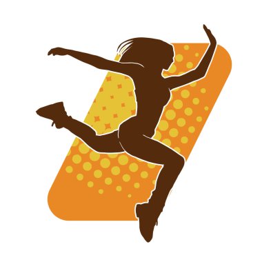 Hareketli bir kadın dansçının silueti. Dans eden zayıf bir kadının silueti..