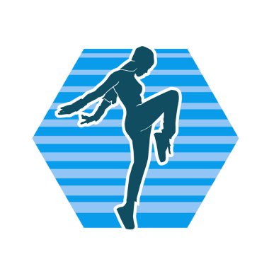 Hareketli bir kadın dansçının silueti. Dans eden zayıf bir kadının silueti..