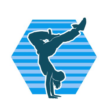 Poz veren kadın dansçının silueti. Dans eden bir kadının silueti..