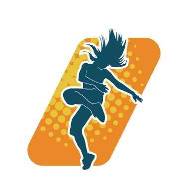 Hareketli bir kadın dansçının silueti. Dans eden zayıf bir kadının silueti..