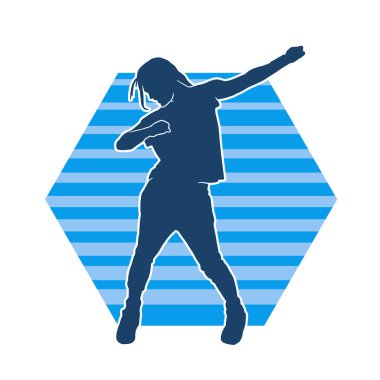 Hareketli bir kadın dansçının silueti. Dans eden zayıf bir kadının silueti..