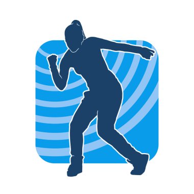 İnce bir kadın dans pozu silueti. Aerobik hareket eden bir kadının silueti..