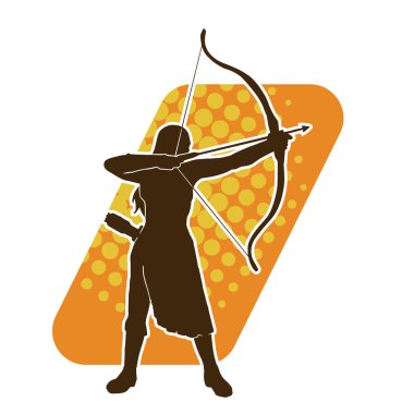 Dişi okçu bir dövüşçünün silueti ok ve yayla pozisyonunu alıyor..