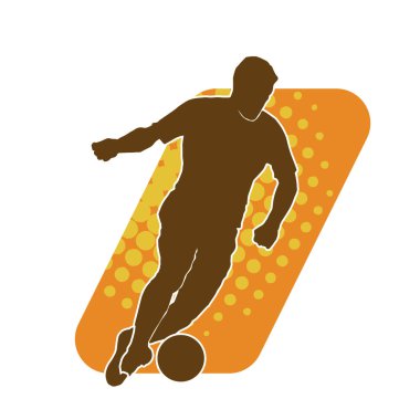 Hareketli bir erkek futbol oyuncusunun silueti. Bir futbol oyuncusunun silueti..