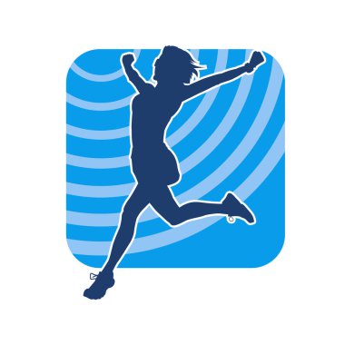 Koşan bir kadının silueti. Dişi bir koşunun silueti.