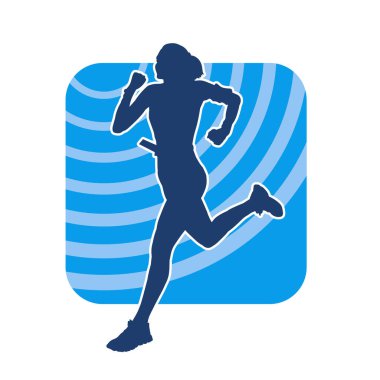 Koşan bir kadının silueti. Dişi bir koşunun silueti.