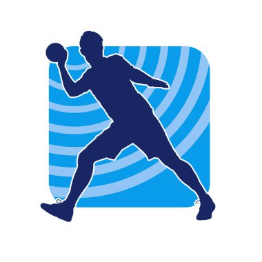 Silhouette of a sporty man throwing a ball. Silhouette of a young man throwing ball clipart