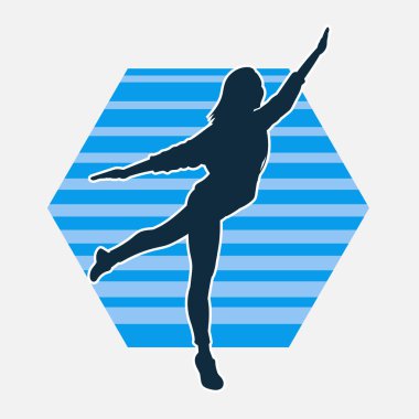 Hareketli bir kadın dansçının silueti. Dans eden zayıf bir kadının silueti..